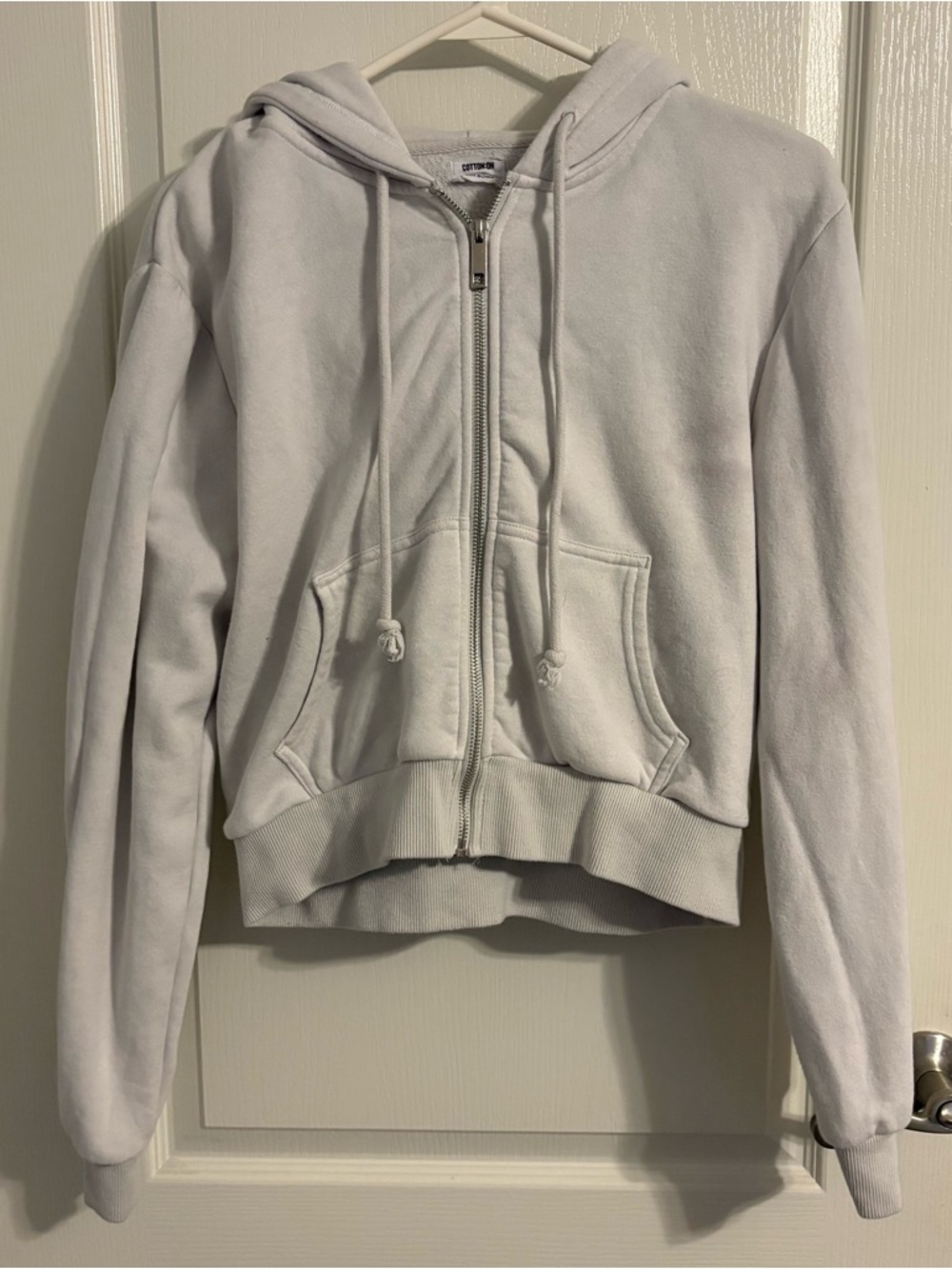 Cotton On Light White Full-Zip Hoodie